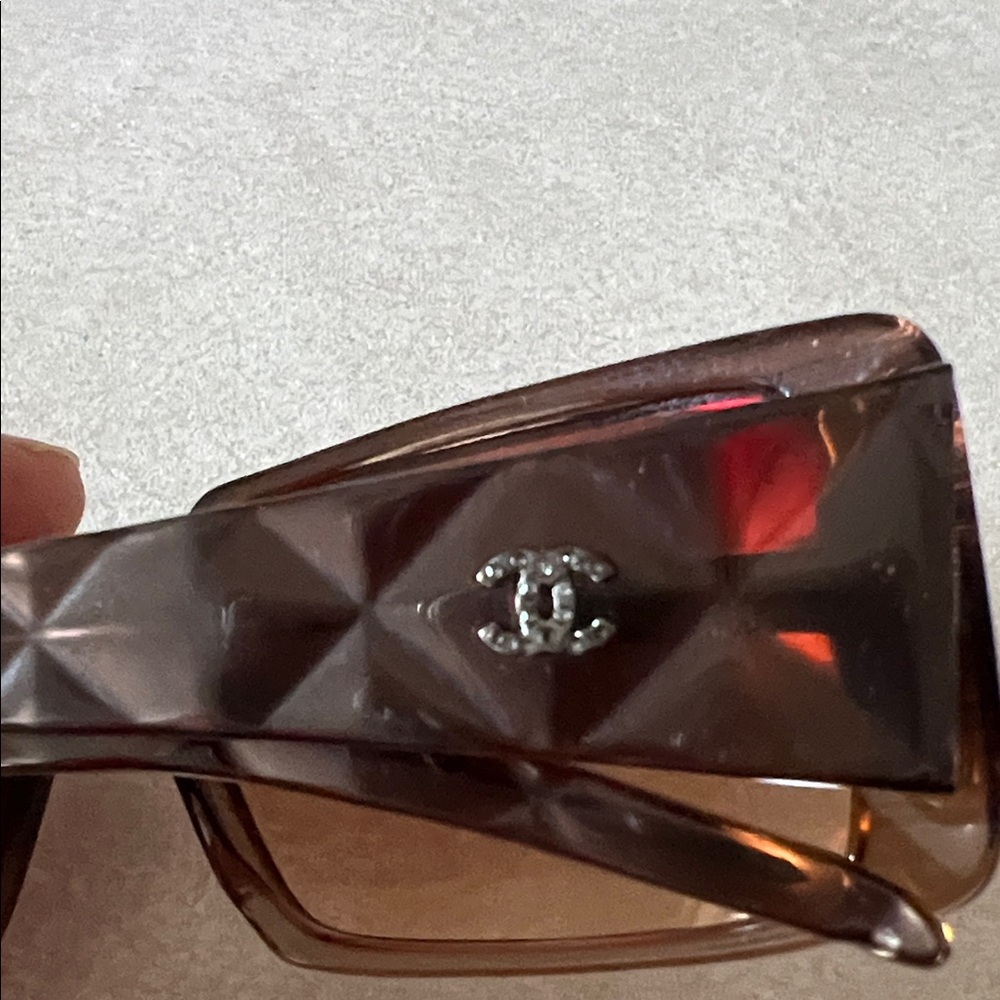 Vintage CHANEL Dark Brown Geometric Prescription Sunglasses. π - Picture 5 of 6